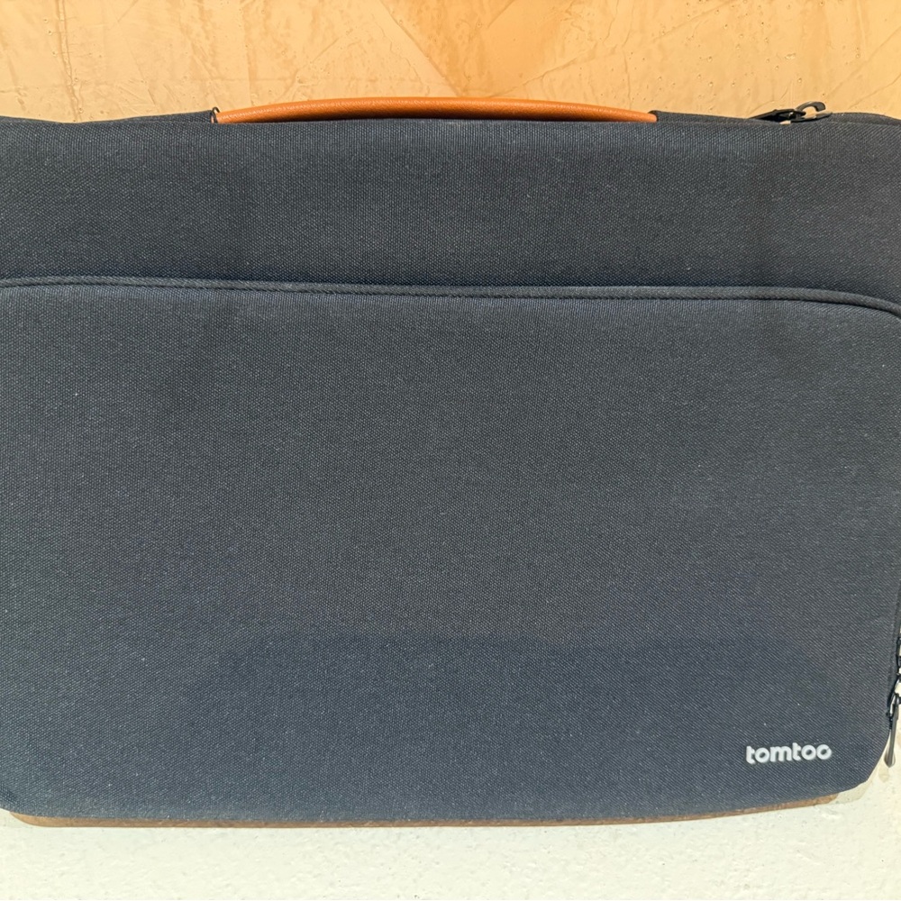 Black Laptop Bag with Tan Handle